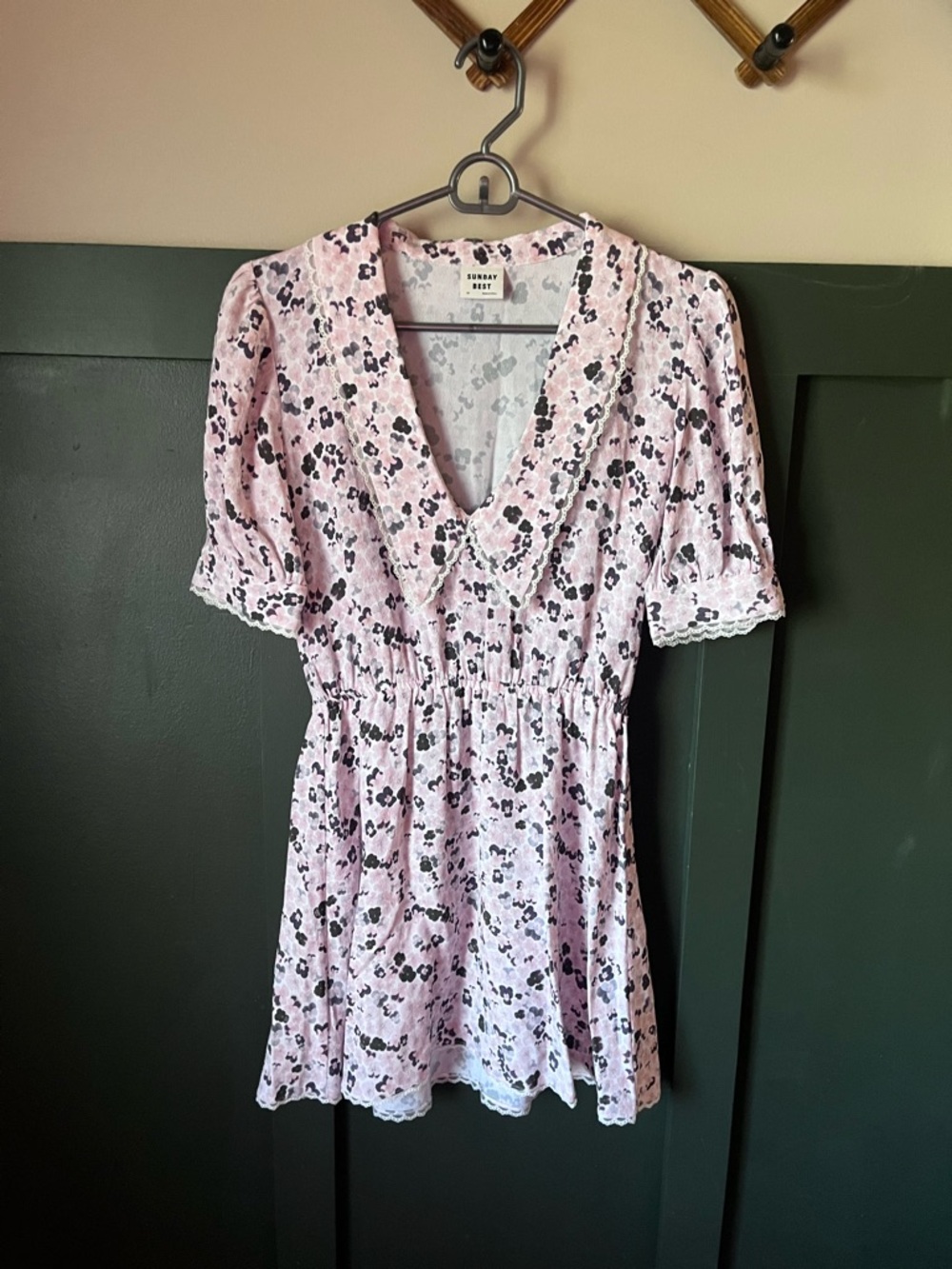 Sunday Best Pink and Black Floral V-Neck Mini Dress